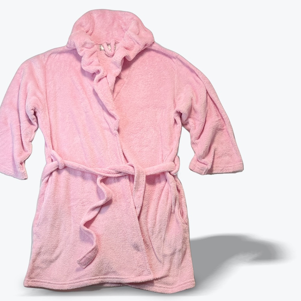 Ulta Pink Hooded Fleece Bathrobe Tie Waist Deep Pockets Large to XL